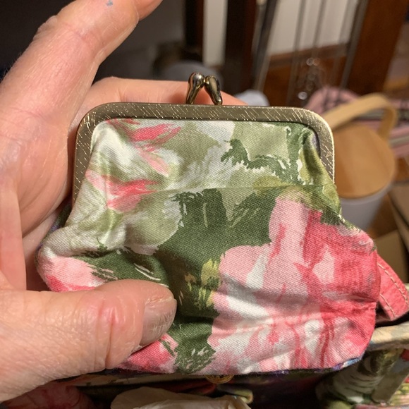 RARE 50’s 60’s FLORAL PLEATED HANDBAG PURSE JEWELED CLASP,MATCHING COIN … - Picture 12 of 15